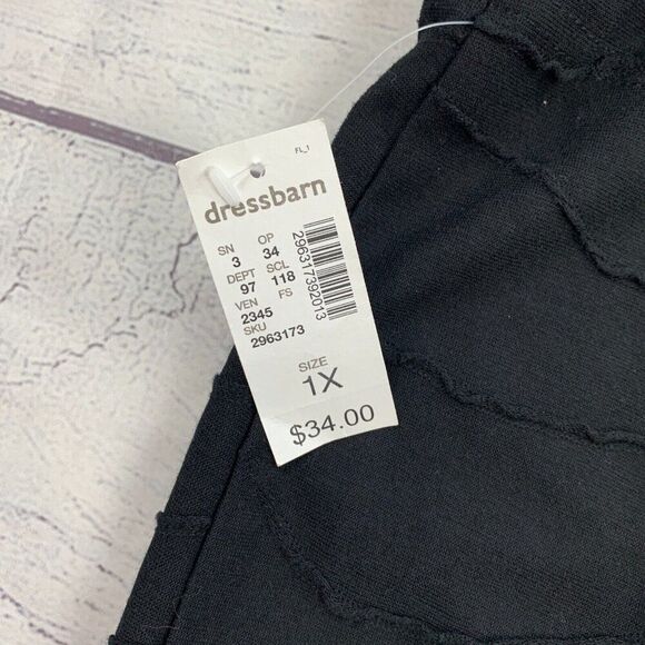 Dressbarn Skirt sz 1X Plus Straight Pull on Length 23" Black Textured New NWT - Picture 6 of 8